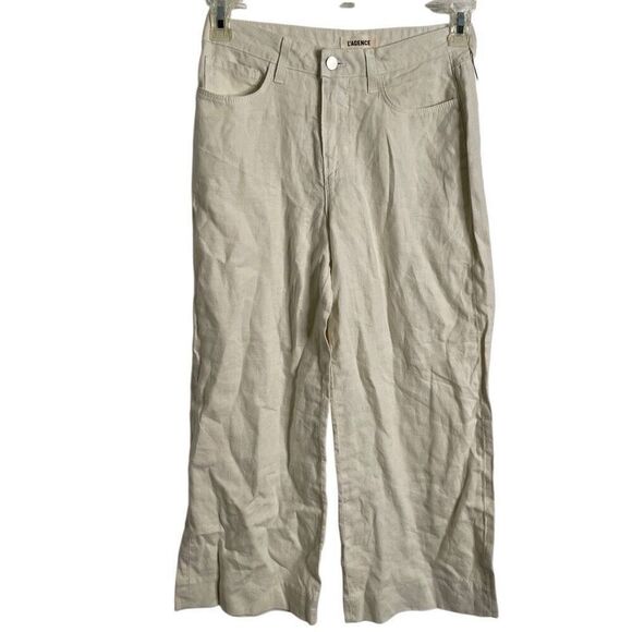 L’Agence Womens Danica Wide Leg Pant 25 Cream Light Lagom Minimalist High Rise - Picture 1 of 4